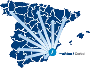 Mapa de España mostrando zonas de envío